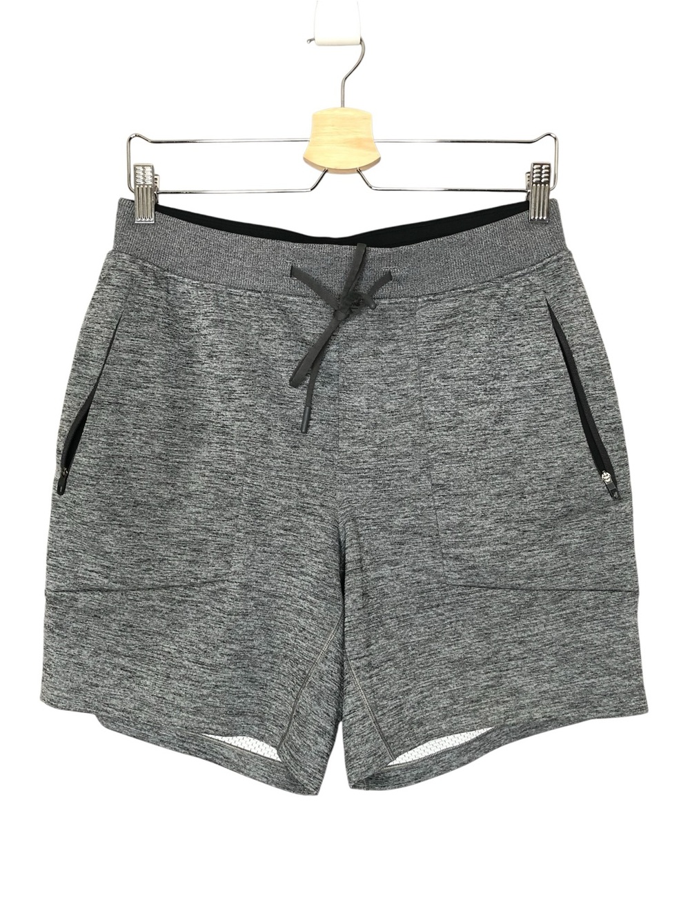 Lululemon Textured Tech Short Heathered Grey Black Workout Gym Men's Medium